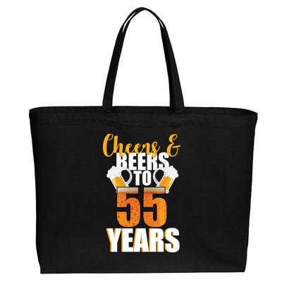 55th Birthday Cheers & Beers To 55 Years Cotton Canvas Jumbo Tote