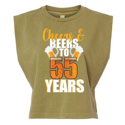 55th Birthday Cheers & Beers To 55 Years Garment-Dyed Women's Muscle Tee