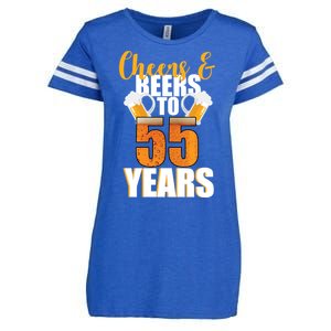 55th Birthday Cheers & Beers To 55 Years Enza Ladies Jersey Football T-Shirt