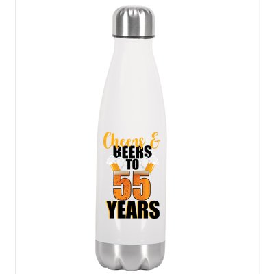 55th Birthday Cheers & Beers To 55 Years Stainless Steel Insulated Water Bottle