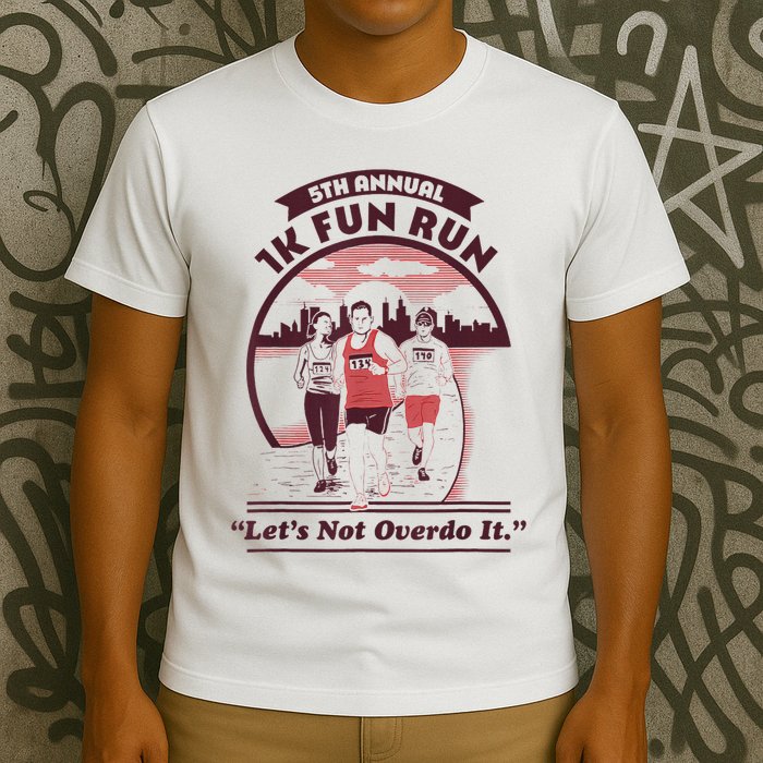 5th Annual 1k Fun Run Let's Not Overdo It Running T-Shirt