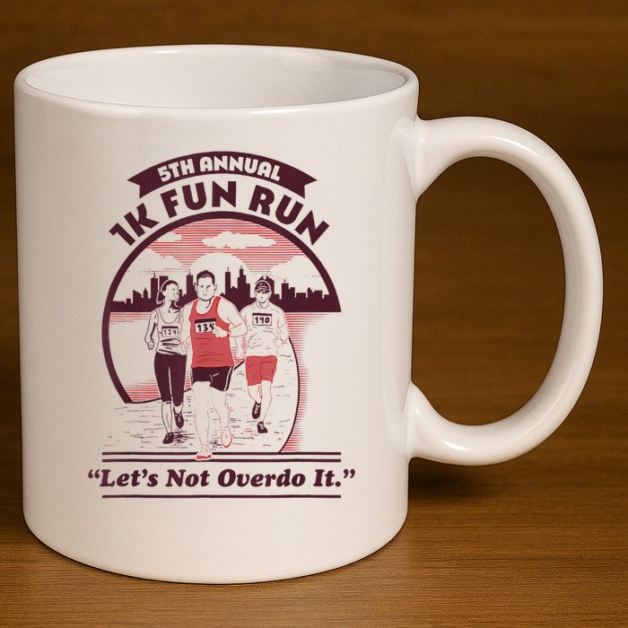 5th Annual 1k Fun Run Let's Not Overdo It Running 11oz C Handle Ceramic Mug