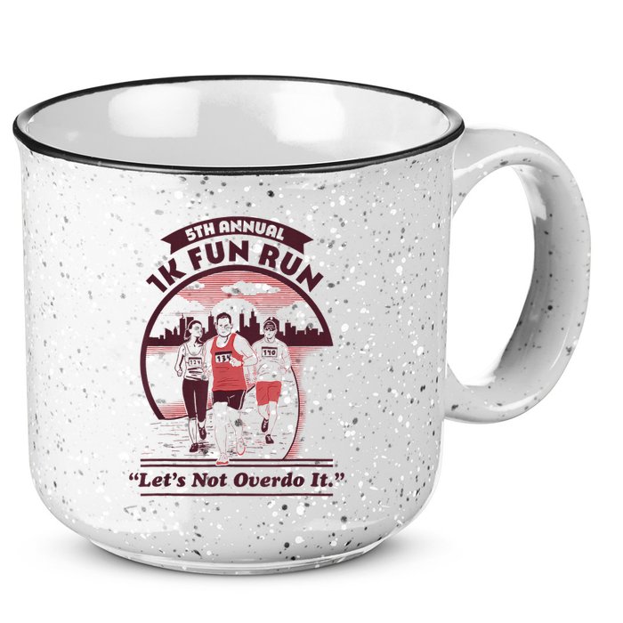 5th Annual 1k Fun Run Let's Not Overdo It Running 15oz Campfire Ceramic Mug
