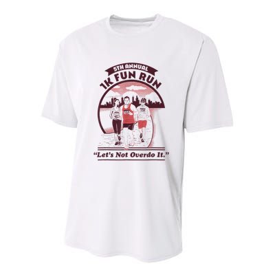 5th Annual 1k Fun Run Let's Not Overdo It Running Youth Performance Sprint T-Shirt