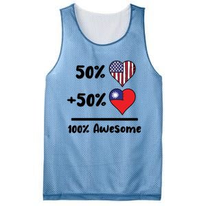 50% American 50% Taiwanese 100% Awesome Taiwan Heart Flag Gift Mesh Reversible Basketball Jersey Tank