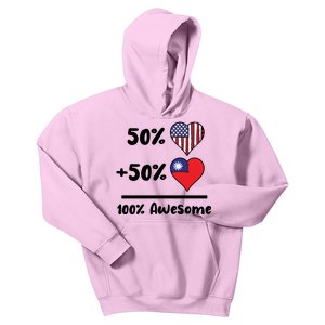 50% American 50% Taiwanese 100% Awesome Taiwan Heart Flag Gift Kids Hoodie