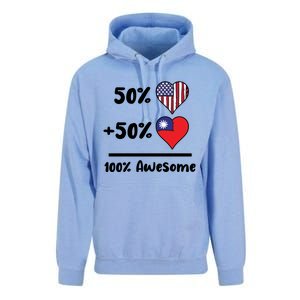 50% American 50% Taiwanese 100% Awesome Taiwan Heart Flag Gift Unisex Surf Hoodie