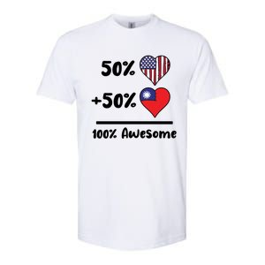 50% American 50% Taiwanese 100% Awesome Taiwan Heart Flag Gift Softstyle CVC T-Shirt