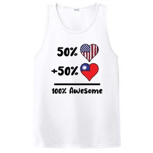 50% American 50% Taiwanese 100% Awesome Taiwan Heart Flag Gift PosiCharge Competitor Tank