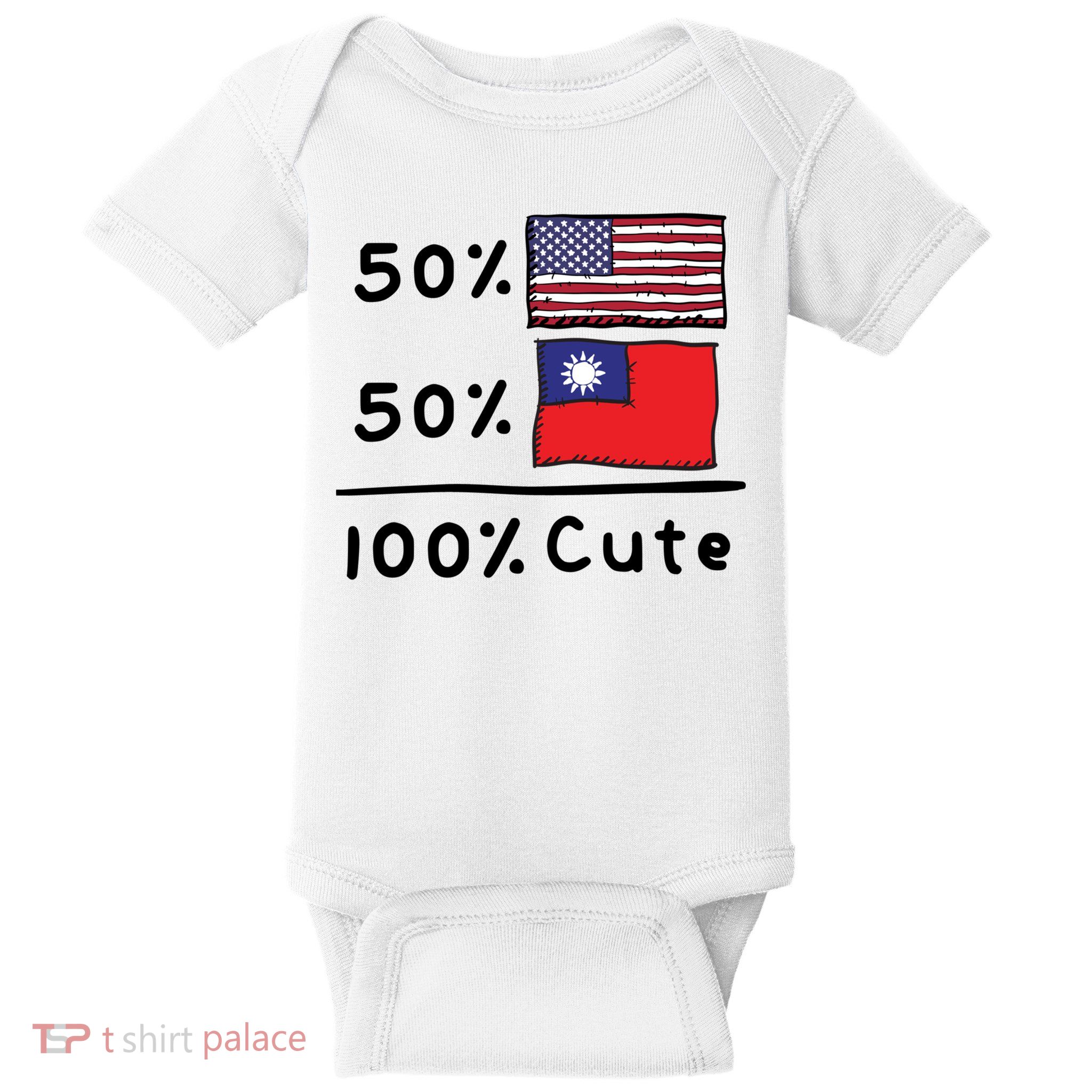 50% American 50% Taiwanese 100% Cute U S Taiwan Flags Great Gift Baby Bodysuit