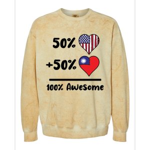 50% American 50% Taiwanese 100% Awesome Taiwan Heart Flag Gift Colorblast Crewneck Sweatshirt