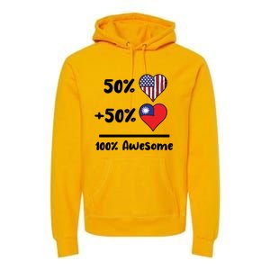 50% American 50% Taiwanese 100% Awesome Taiwan Heart Flag Gift Premium Hoodie