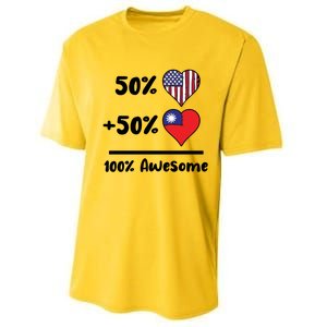 50% American 50% Taiwanese 100% Awesome Taiwan Heart Flag Gift Performance Sprint T-Shirt