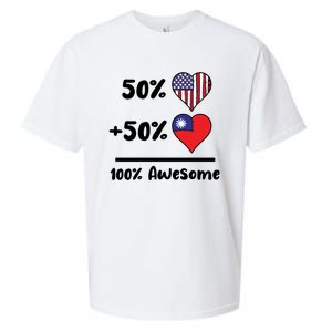 50% American 50% Taiwanese 100% Awesome Taiwan Heart Flag Gift Sueded Cloud Jersey T-Shirt