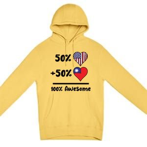 50% American 50% Taiwanese 100% Awesome Taiwan Heart Flag Gift Premium Pullover Hoodie