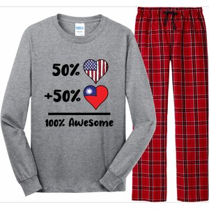 50% American 50% Taiwanese 100% Awesome Taiwan Heart Flag Gift Long Sleeve Pajama Set