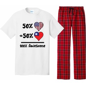 50% American 50% Taiwanese 100% Awesome Taiwan Heart Flag Gift Pajama Set