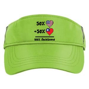 50% American 50% Taiwanese 100% Awesome Taiwan Heart Flag Gift Adult Drive Performance Visor