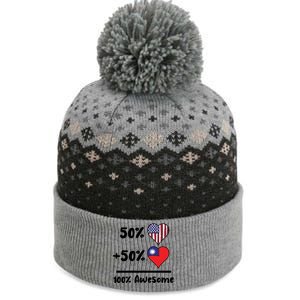 50% American 50% Taiwanese 100% Awesome Taiwan Heart Flag Gift The Baniff Cuffed Pom Beanie