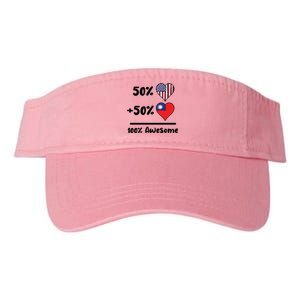 50% American 50% Taiwanese 100% Awesome Taiwan Heart Flag Gift Valucap Bio-Washed Visor