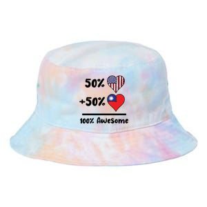 50% American 50% Taiwanese 100% Awesome Taiwan Heart Flag Gift Tie Dye Newport Bucket Hat