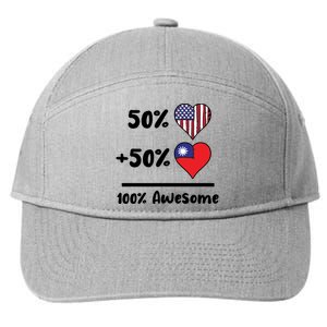 50% American 50% Taiwanese 100% Awesome Taiwan Heart Flag Gift 7-Panel Snapback Hat