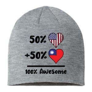 50% American 50% Taiwanese 100% Awesome Taiwan Heart Flag Gift Sustainable Beanie