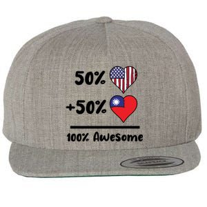 50% American 50% Taiwanese 100% Awesome Taiwan Heart Flag Gift Wool Snapback Cap