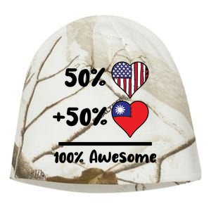 50% American 50% Taiwanese 100% Awesome Taiwan Heart Flag Gift Kati - Camo Knit Beanie