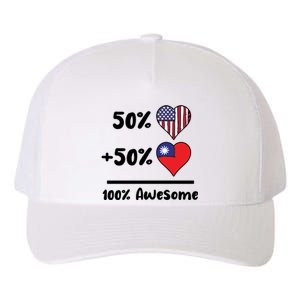 50% American 50% Taiwanese 100% Awesome Taiwan Heart Flag Gift Yupoong Adult 5-Panel Trucker Hat