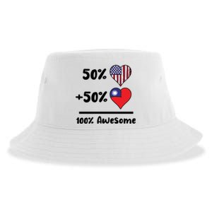 50% American 50% Taiwanese 100% Awesome Taiwan Heart Flag Gift Sustainable Bucket Hat