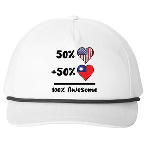 50% American 50% Taiwanese 100% Awesome Taiwan Heart Flag Gift Snapback Five-Panel Rope Hat