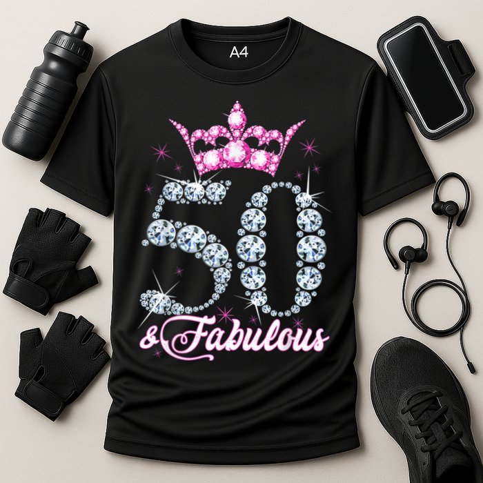 50 and Fabulous 50th Birthday Shirt For WoM.e.n.s Cooling Performance Crew T-Shirt