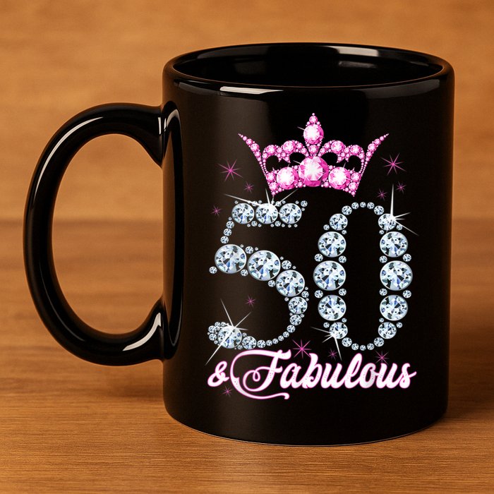 50 and Fabulous 50th Birthday Shirt For WoM.e.n.s 11oz C Handle Ceramic Mug