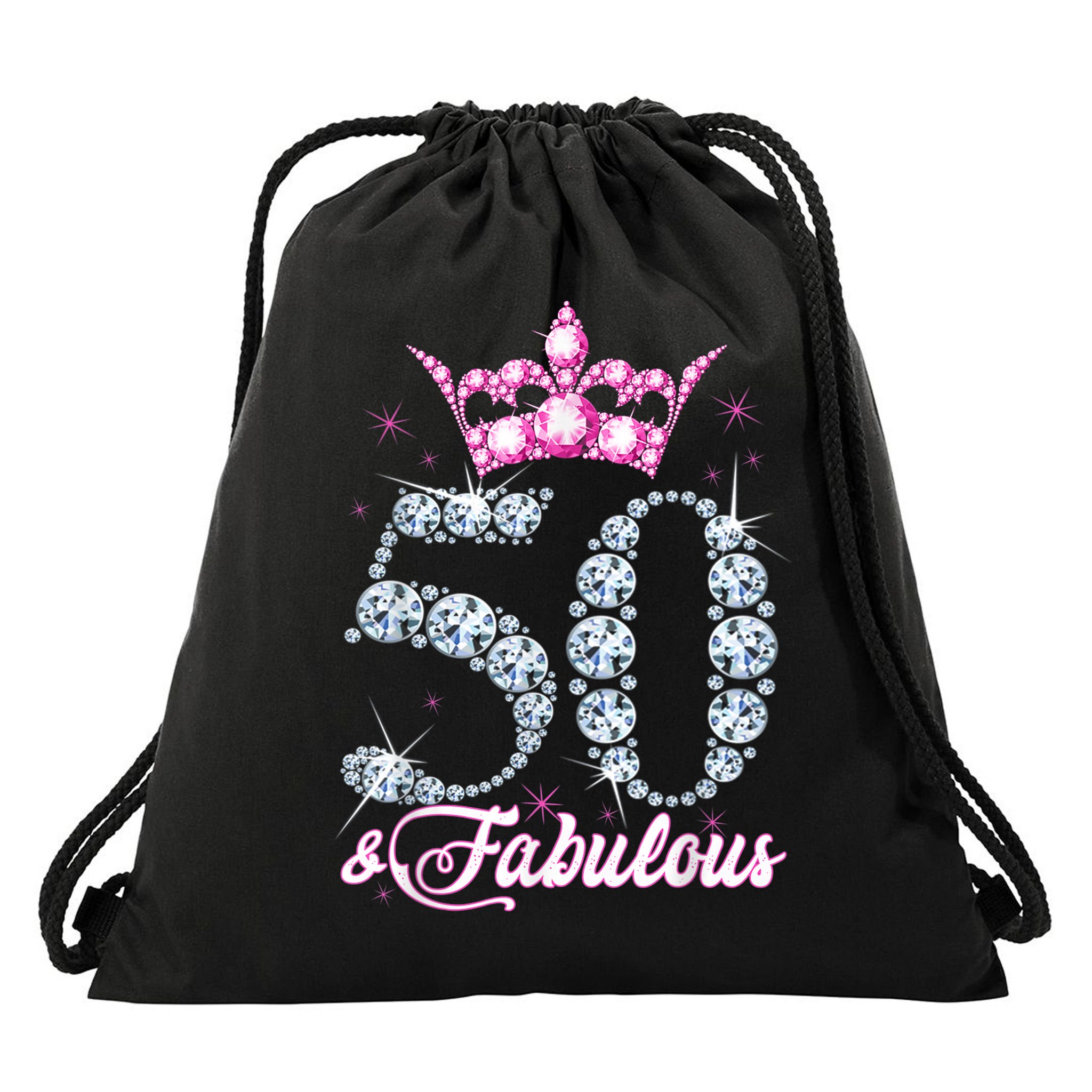 50 and Fabulous 50th Birthday Shirt For WoM.e.n.s Drawstring Bag