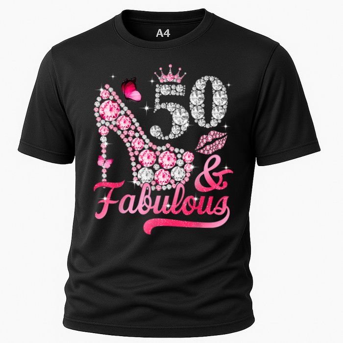 50 And Fabulous High Heel WoM.e.n.s 50th Birthday Cooling Performance Crew T-Shirt