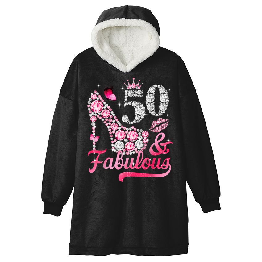 50 And Fabulous High Heel WoM.e.n.s 50th Birthday Hooded Wearable Blanket