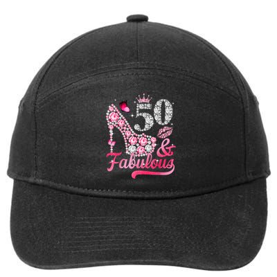 50 And Fabulous High Heel WoM.e.n.s 50th Birthday 7-Panel Snapback Hat