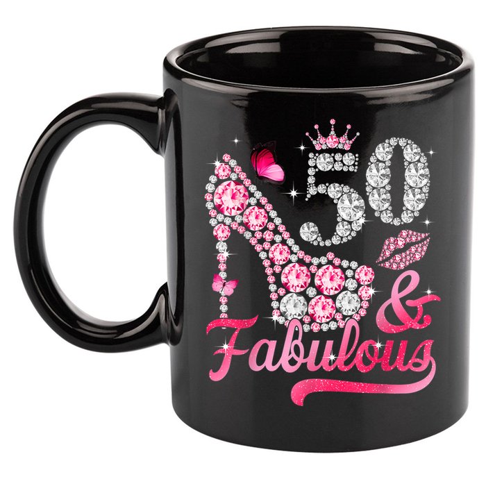 50 And Fabulous High Heel WoM.e.n.s 50th Birthday 11oz C Handle Ceramic Mug