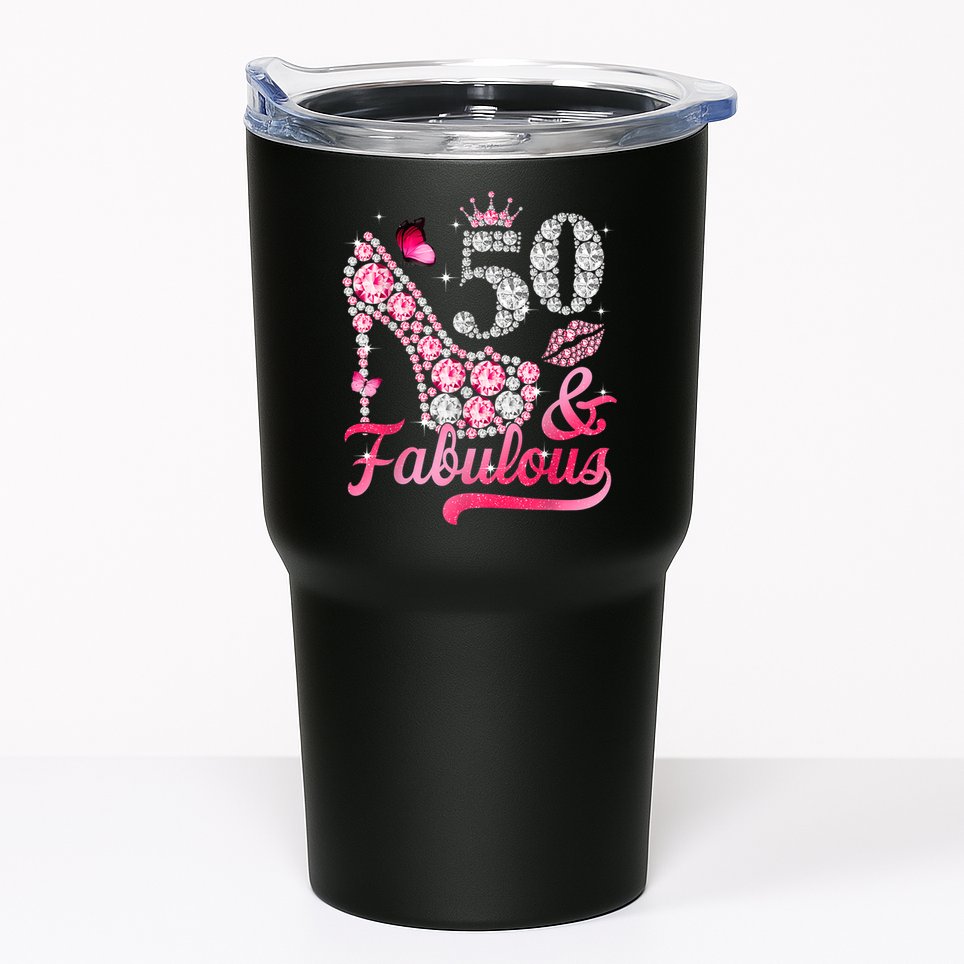 50 And Fabulous High Heel WoM.e.n.s 50th Birthday Tumbler