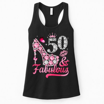 50 And Fabulous High Heel WoM.e.n.s 50th Birthday Womens Tank Top