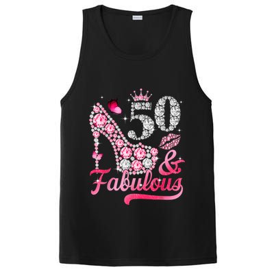50 And Fabulous High Heel WoM.e.n.s 50th Birthday PosiCharge Competitor Tank