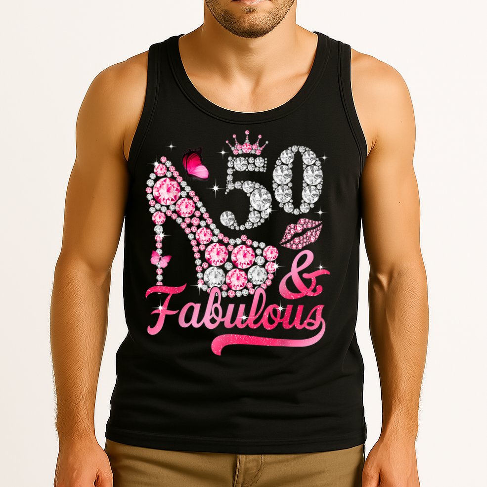 50 And Fabulous High Heel WoM.e.n.s 50th Birthday Tank Top