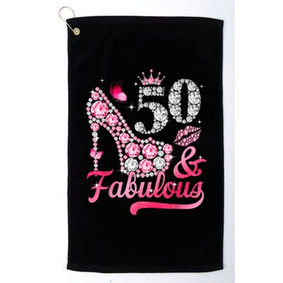 50 And Fabulous High Heel WoM.e.n.s 50th Birthday Platinum Collection Golf Towel