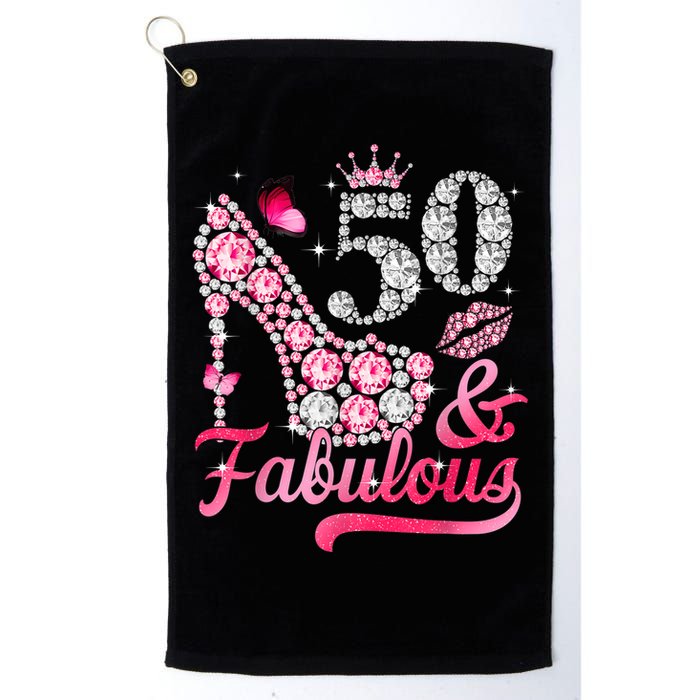 50 And Fabulous High Heel WoM.e.n.s 50th Birthday Golf Towel