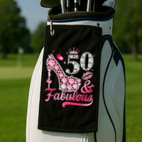 50 And Fabulous High Heel WoM.e.n.s 50th Birthday Golf Towel