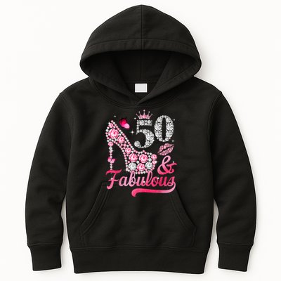50 And Fabulous High Heel WoM.e.n.s 50th Birthday Kids Hoodie