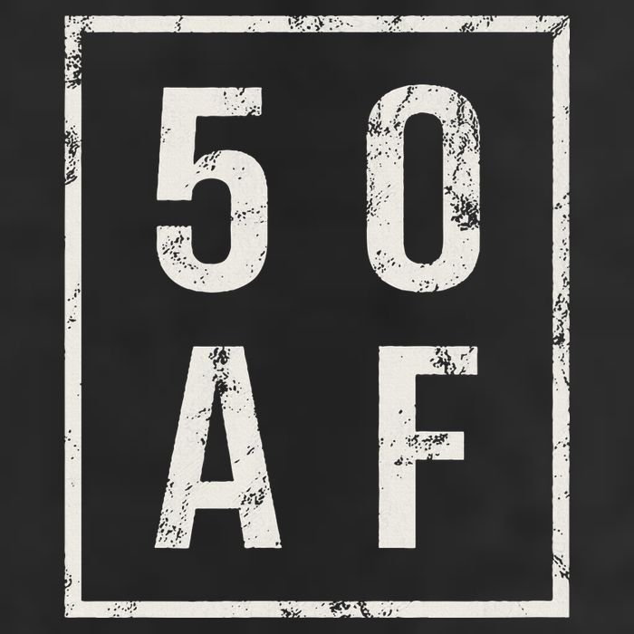 50 AF Funny 50th Birthday Fiftieth Birthday 7 Panel Mesh Trucker Snapback Hat