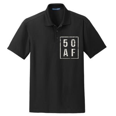 50 AF Funny 50th Birthday Fiftieth Birthday Dry Zone Grid Polo