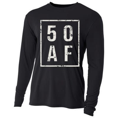 50 AF Funny 50th Birthday Fiftieth Birthday Cooling Performance Long Sleeve Crew